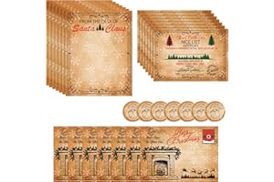Pop Resin 15 Sets Christmas Official Letter and Certificate from Santa Claus Including Nice List Certificate North Pole Writing Letter Christmas Stickers Envelopes for Family Party Favors