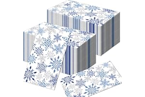 YYBD 100Pcs Snowflake Napkins Blue White Snow Napkins 3 Ply Disposable Paper Towel Dinner Hand Napkin Winter Tableware for Fe