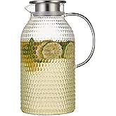 Karafu 3 Liter/100 Oz Glass Pitcher with Lid, Easy Clean Heat Resistance Borosilicate Glass Jug for Hot/Cold Water, Milk, Ice Tea and Juice Beverage