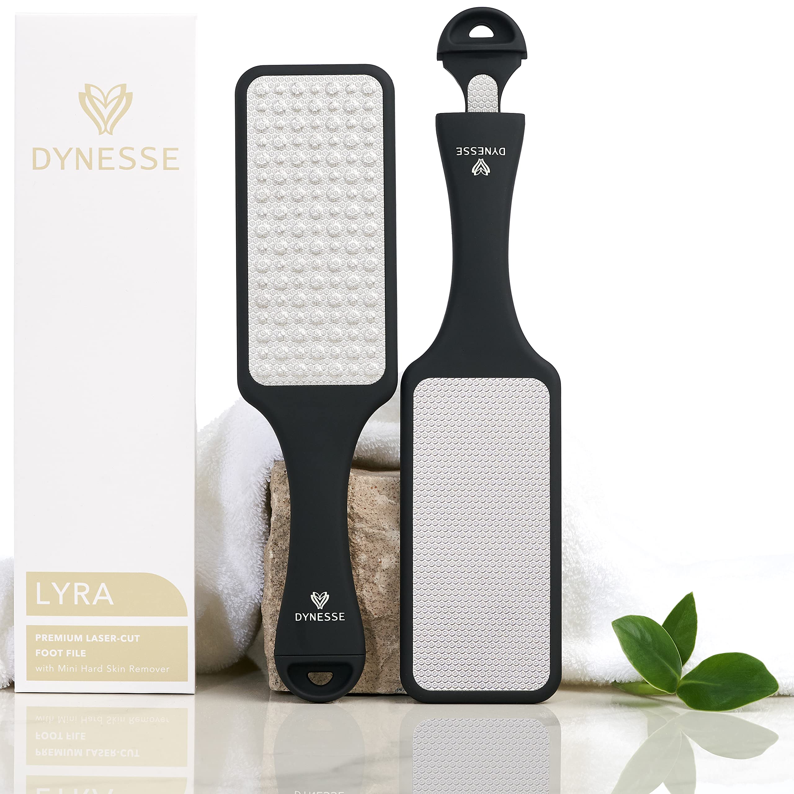 DYNESSE Pedicure Foot File. Professional 3-in-1 Callus Remover with Mini-File. No Risk of Injury. Laser-Cut. Stainless Steel. Foot rasp. Scrubber. Reusable. Ergonomic Handle. Washable. Premium Quality