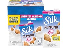 Silk Shelf-Stable Almond Milk, Unsweetened Vanilla, Dairy-Free, Vegan, Non-GMO Project Verified, 1 Quart (Pack of 6)
