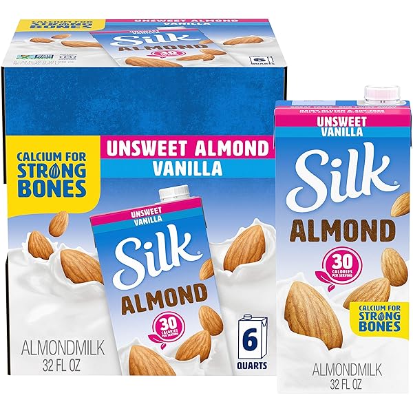SILK SHELF-STABLE ALMOND MILK, UNSWEETENED VANILLA, DAIRY-FREE, VEGAN,...