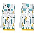 KAF Home Frank Lloyd Wright Printed Kitchen Tea Towel 20 x 30-inch, 100-Percent Cotton, (Set of 2) (Water Lilies)