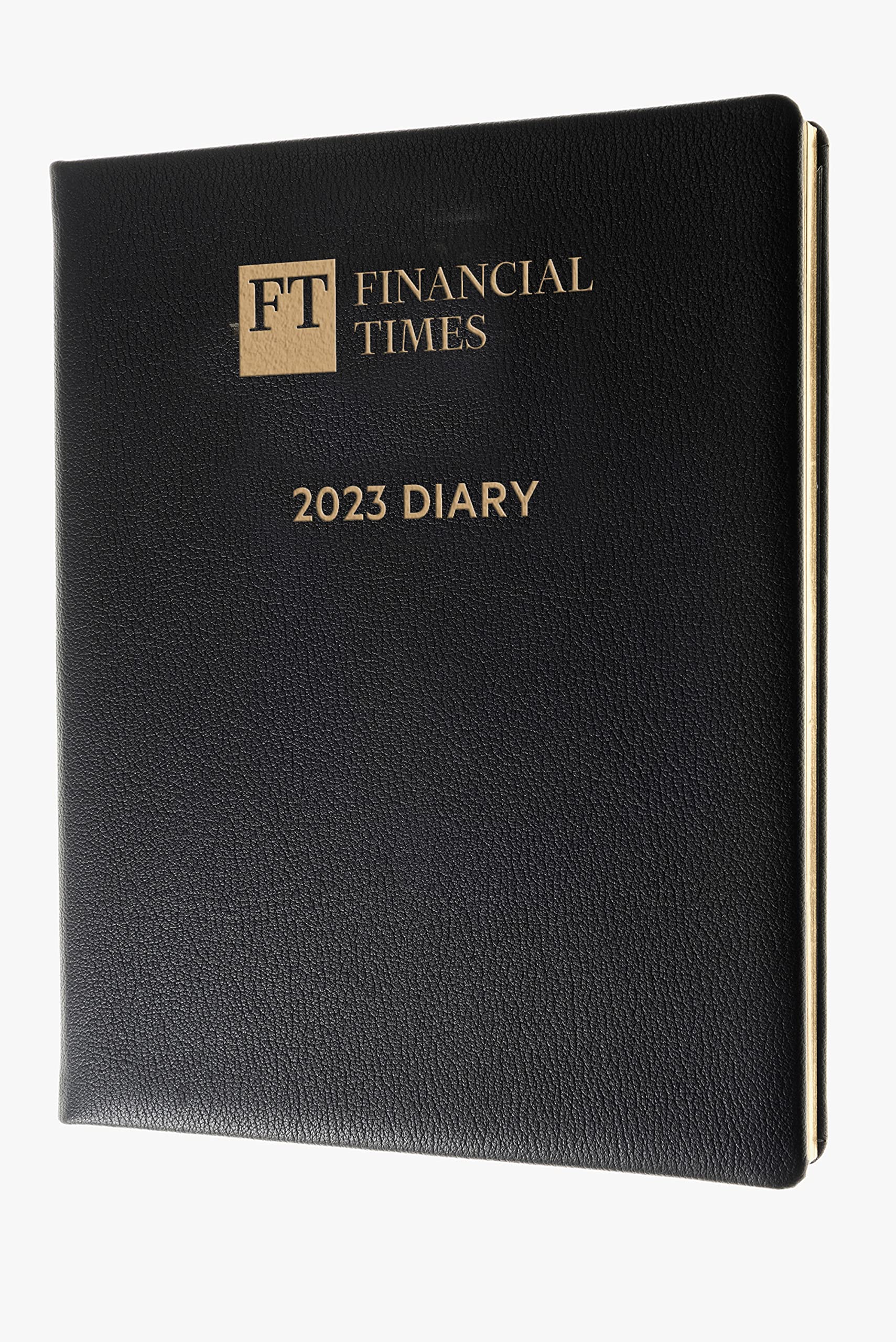 Collins Financial Times 2023 Desk Leather Diary - Week-to-View - Black