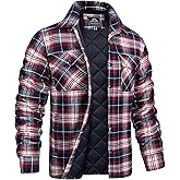 MAGCOMSEN Men's Flannel Shirts Long Sleeve Quilted Lined Button Down Plaid Flannel Jacket Heavyweight Warm Winter Coat