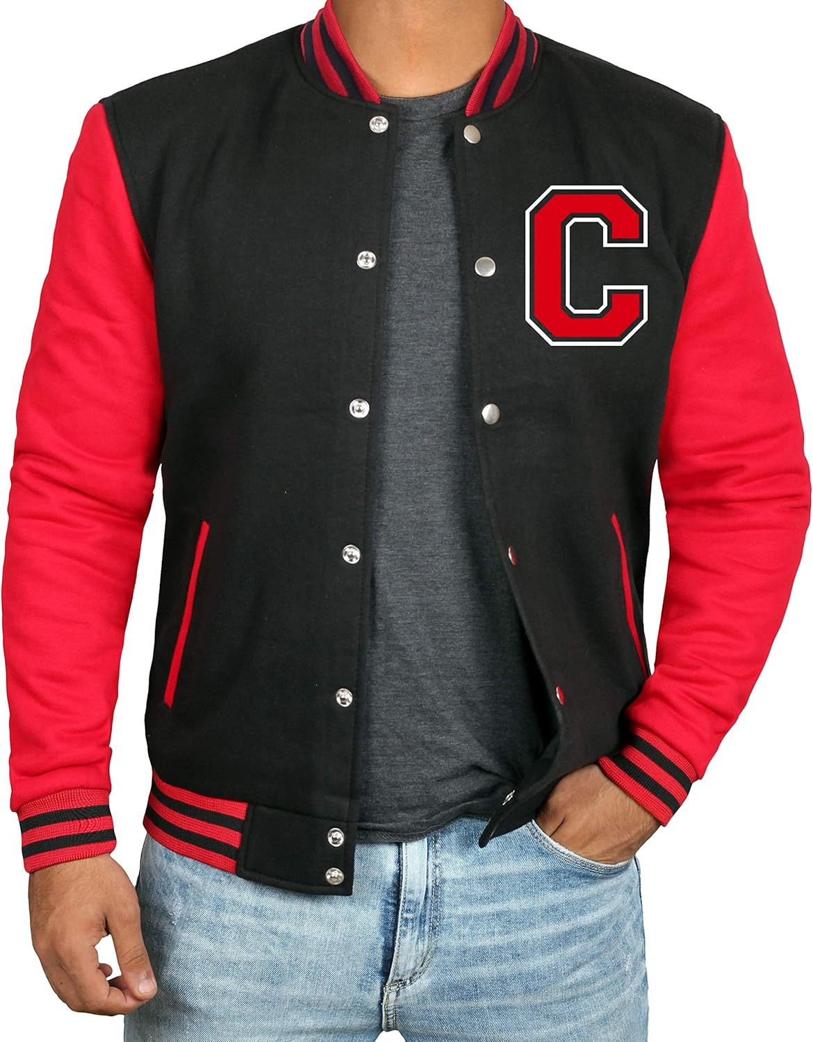 Black And Red Letterman Jacket Men - High School Varsity Mens Baseball Jacket at  Men’s Clothing store