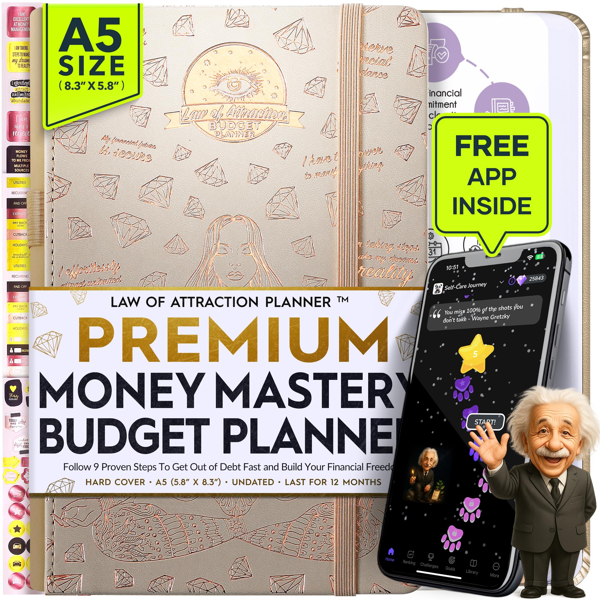 Budget Planner and Monthly Bill Organizer - Finance Planner, 12-Month Journey to Financial Freedom | Bill Payment Tracker Monthly Organizer, Money Saving & Expense Tracker | Undated Budgeting Journal