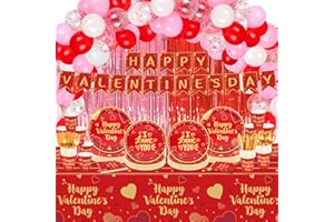 SAWOWKUYA Valentine's Day Party Supplies,Happy Valentines Day Tableware Set for Valentines Day Themed Party
