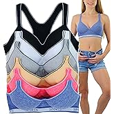 ToBeInStyle Women's Pack of 6 Vibrant Sports Bras with Sports Logo on Lower Band