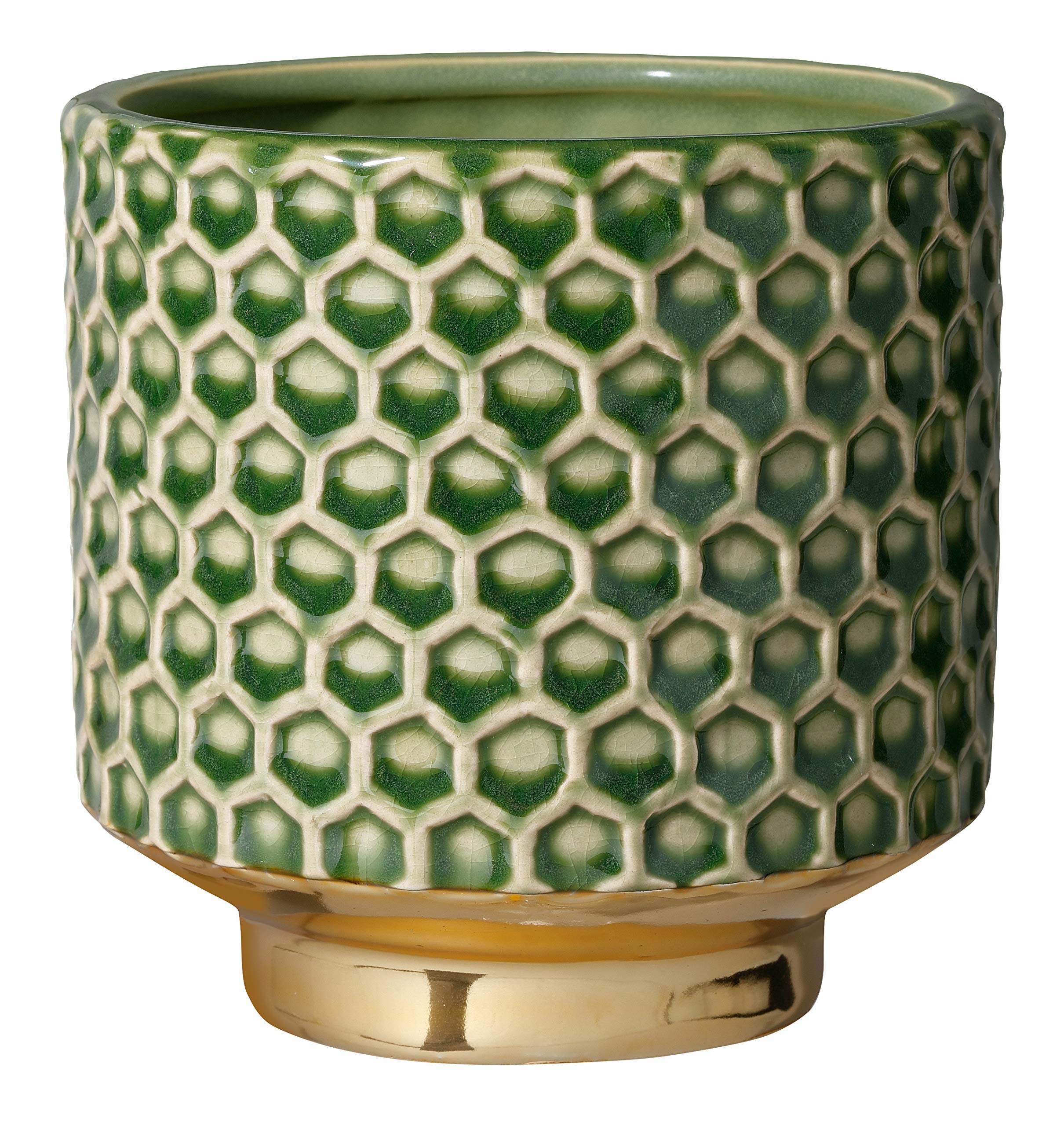 Bloomingville Home Decorative Flower Pot - Decorative Flower Pots for Indoor Retro Creative Style M (12.5 cm Diameter), Green, Ceramic