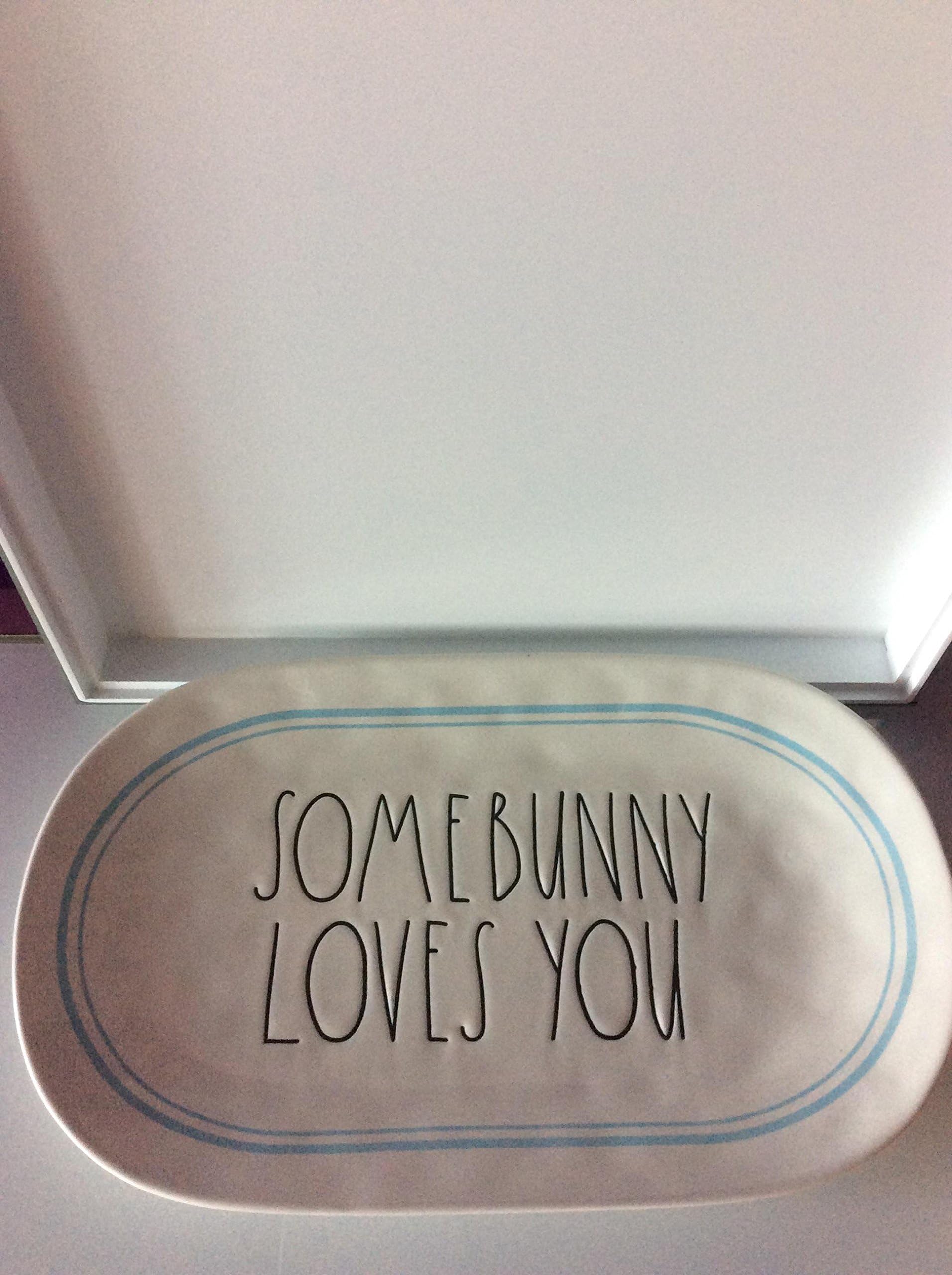 Rae Dunn Artisan Collection Large Letter Some Bunny Loves You Ceramic Easter Platter 15”x 9”