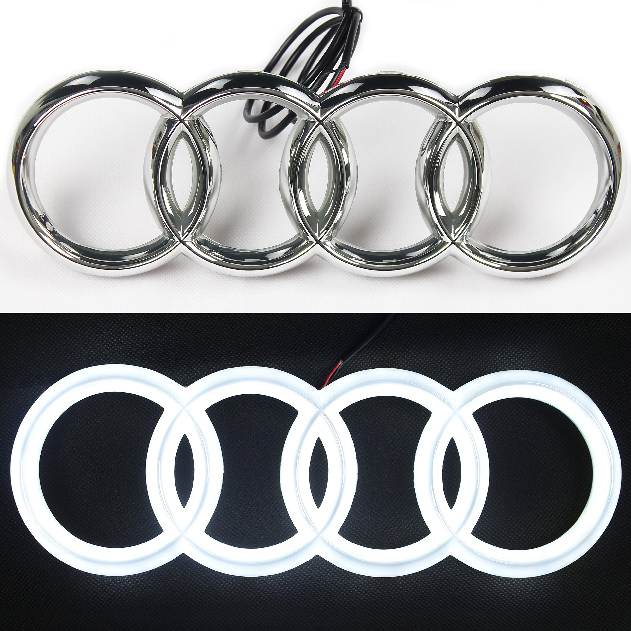 JetStyle [2018 UPGRADED] A3 A4 A5 A6 LED Emblem, Front Car Grill Badge, Auto Illuminated Logo, Glowing Rings, Lights DRL Daytime Running Lights White - Drive Brighter