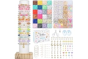 Deinduser Bracelet Making Kit, 7200 Pcs Clay Beads Bracelet Making Kit, 2 Boxes Beads for Bracelets, Friendship Bracelet Kit with Letter Beads, Number Beads, Pearl Beads, Star Beads, Heart Beads