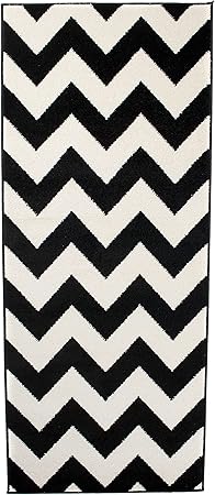 Carpeto Laufer Teppich Modern Schwarz Weiss 70 X 150 Cm Geometrische Muster Kurzflor Amazon De