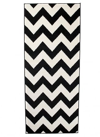 Amazon De Carpeto Laufer Teppich Modern Schwarz Weiss 100 X 500 Cm