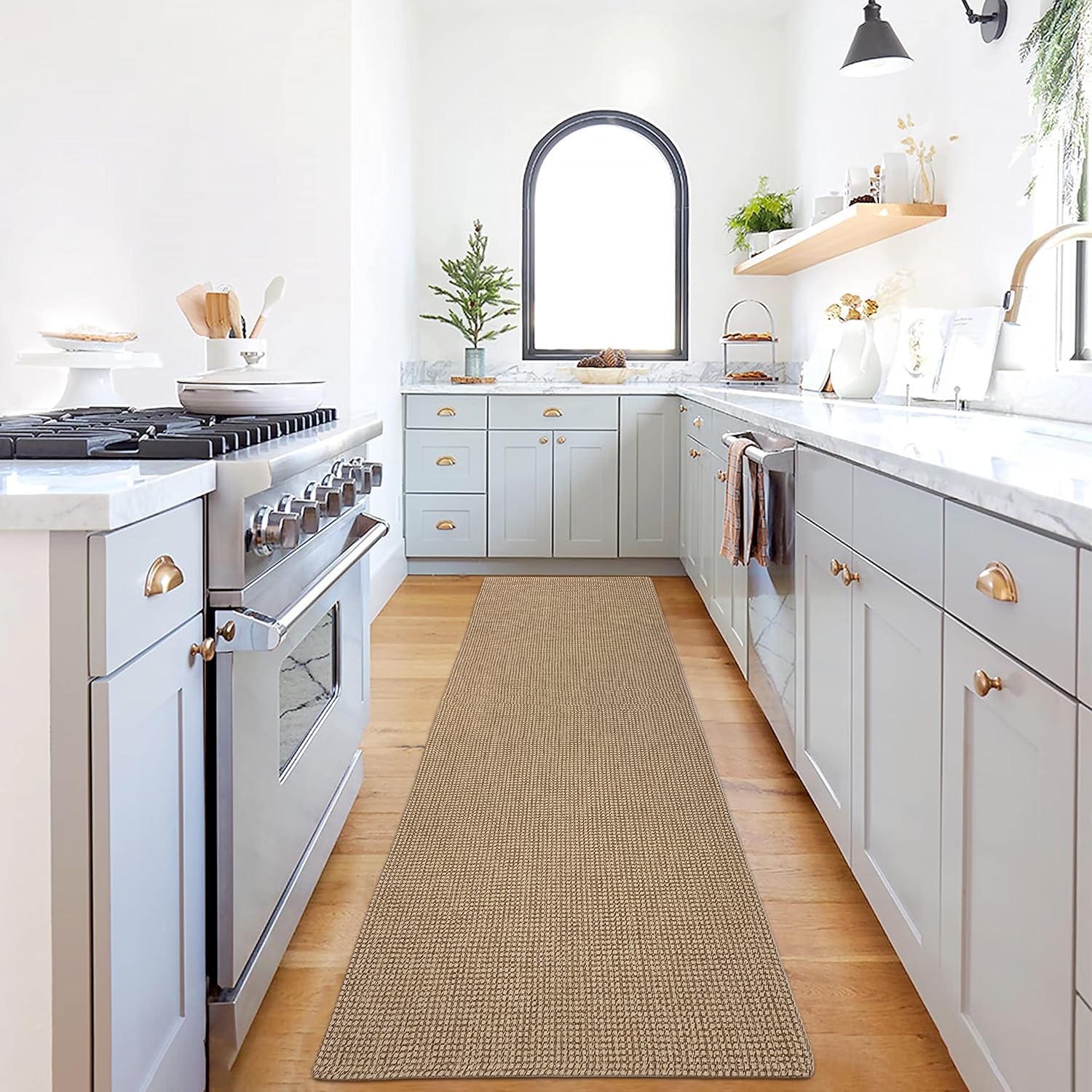 Rugs, Pads & Protectors - IOHOUZE Boho Kitchen Rug -2'x8' Cotton Woven Indoor Outdoor Mats,Jute Natural Pattern Runners for Hallways, Machine Washable Runner Rug for Bedroom Living Room Laundry Entryway