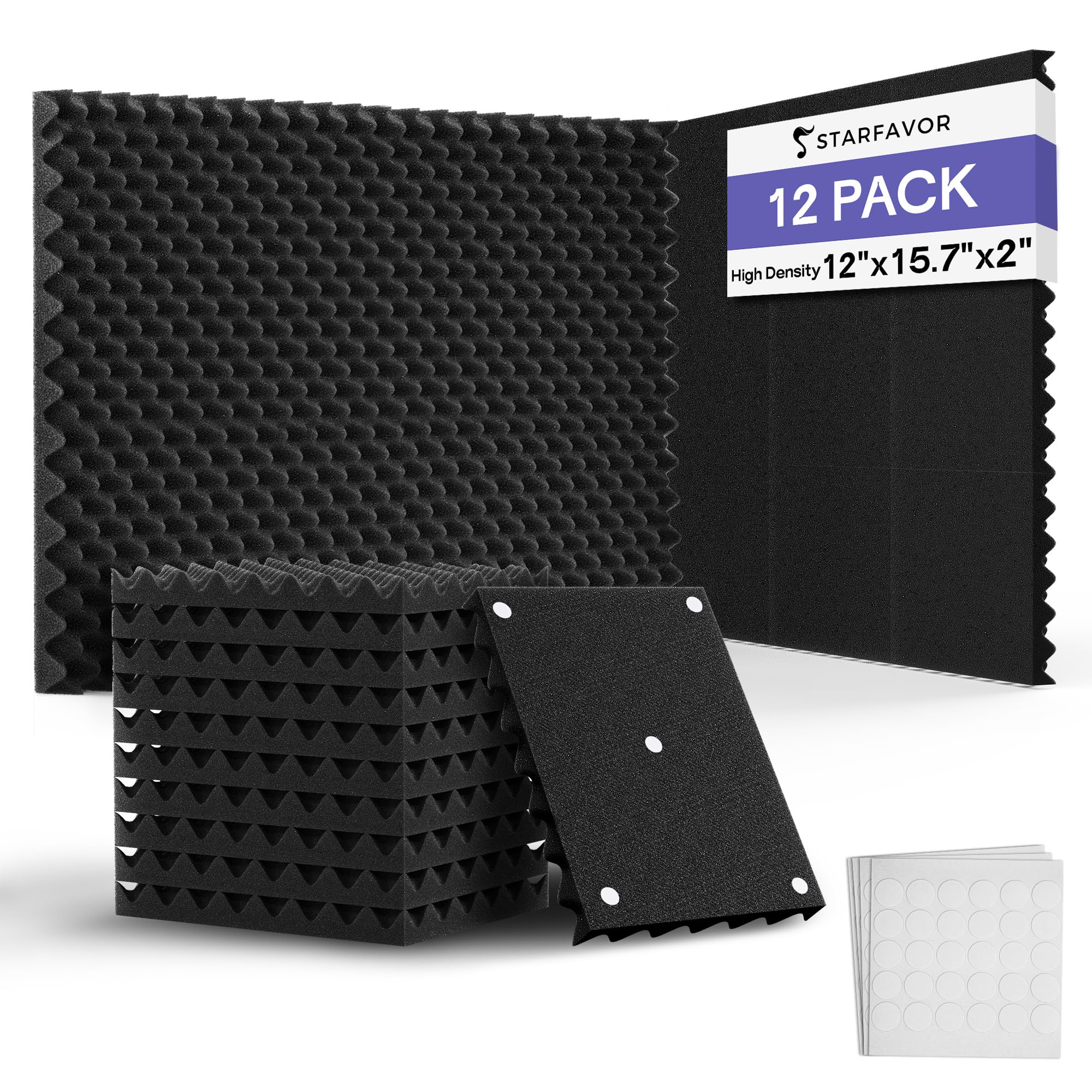 Photo 1 of 12 PCS Acoustic Panels 16" x 12" x 2", Sound Proof Foam Panels for Wall, High Density Fire Resistant Egg Crate Foam, Noise Dampening Sound Absorbing Soundproof Board for Music Home Studio