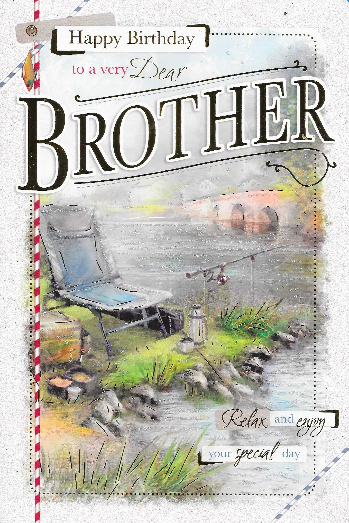Dear Brother Birthday Card***Fishing Theme***Large 11 X 7 INCHES**1ST Class Post**AC8**