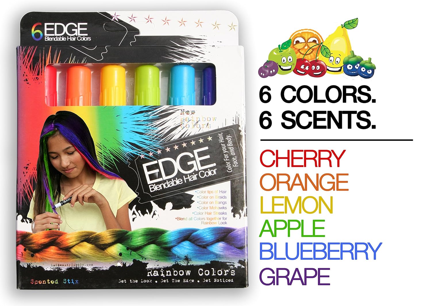 Kids Hair Chalk Scented Rainbow Non Toxic Washable Hair Color Safe