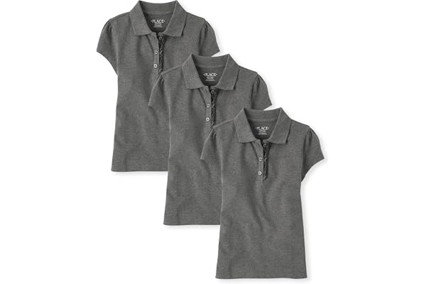 The Children's Place Girls' Short Sleeve Ruffle Pique Polo, 3 Pack