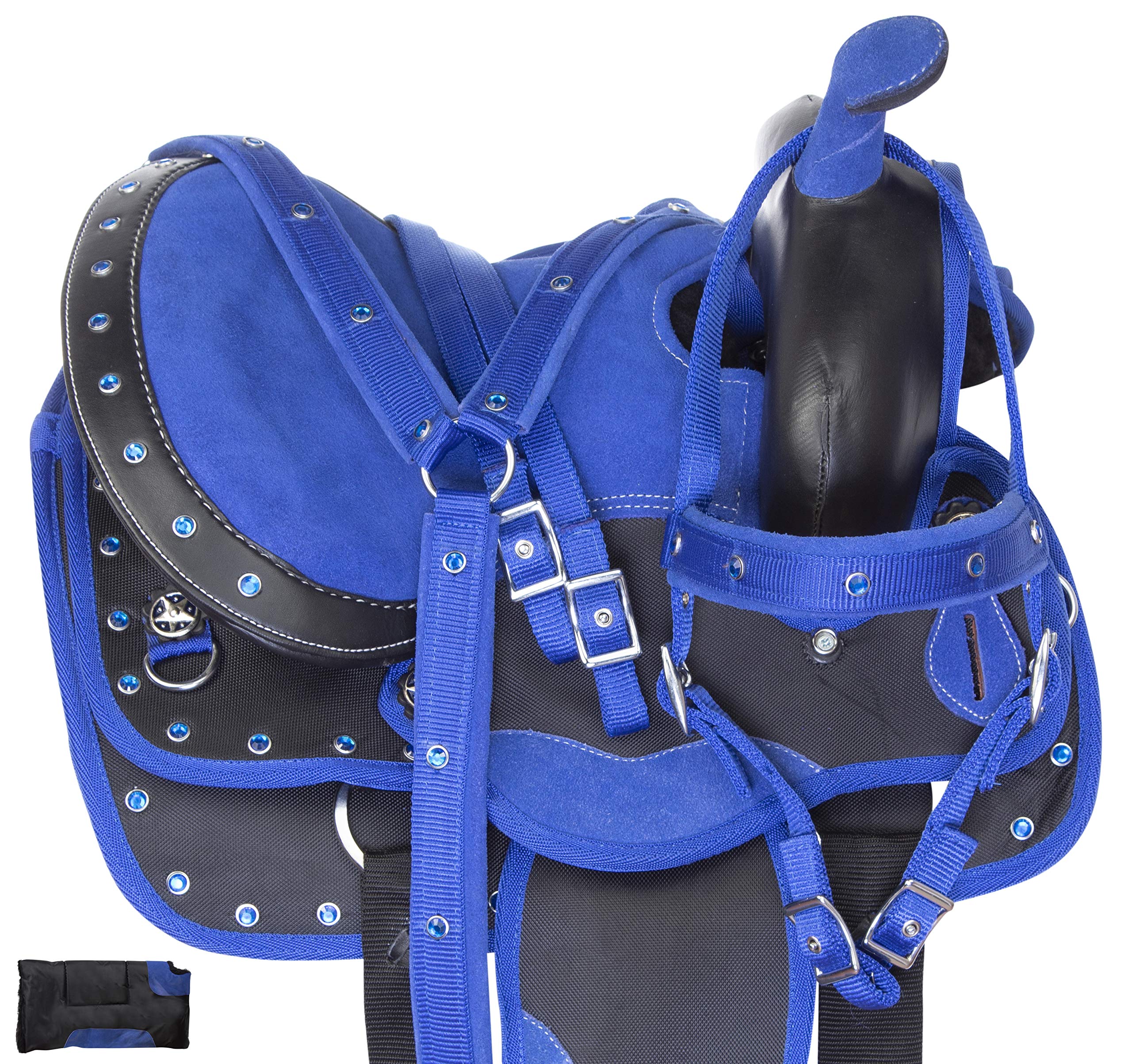 Acerugs 10" 12" 13" Synthetic Western Youth Kids SEAT Quarter Horse Saddle TACK PAD Headstall REINS Breast Collar Set