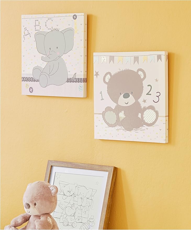 Mothercare Teddy's Toy Box Embroidered Canvas Wall Art Amazon.co.uk Baby