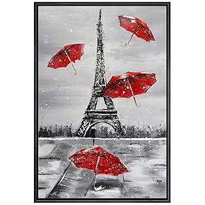 SIGNWIN Framed Canvas Wall Art Paris Eiffel Tower...