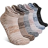 AMENLAN Merino Wool Ankle Socks Running Half Cushioned Men Women Hiking Thick No Show Socks 6 Pairs