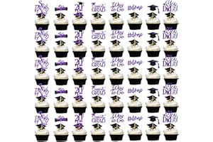 DENEO Graduation Cupcake Toppers 2025 Purple,Glitter Class of 2025 Cupcake Toppers Supplies,Class of 2025 Congrats Grad Cap Diploma Cupcake Picks for Graduation Party Decorations 2025 Purple and Black-40Pcs