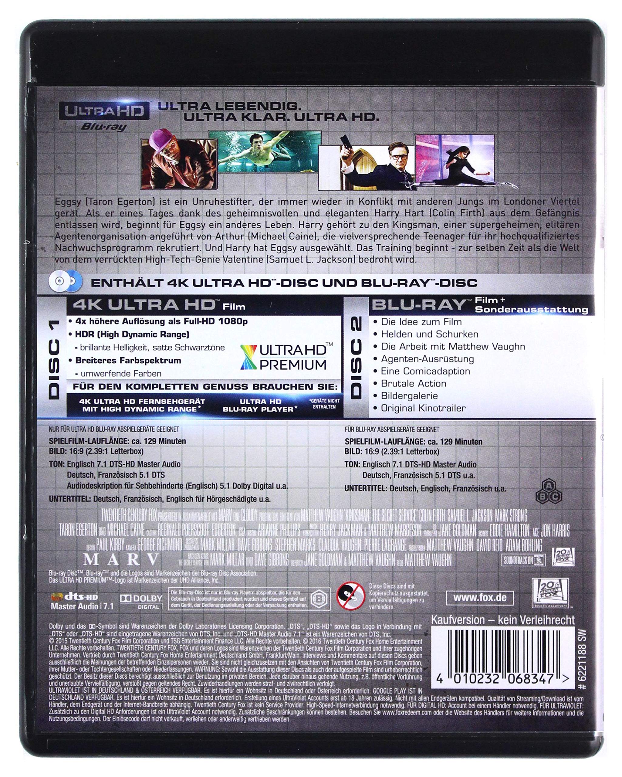 Kingsman: The Secret Service 4K,1 UHD-Blu-ray + 1 Blu-ray + Digital HD UV: Großbritannien 2
