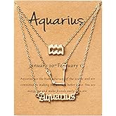 PANTIDE 3Pcs Constellation Zodiac Layer Necklaces for Women Girls, Retro 14K Gold Plated 12 Constellation Pendant Necklace Exquisite Letter Horoscope Old English Zodiac Sign Jewelry Birthday Gift