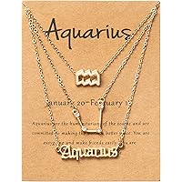 PANTIDE 3Pcs Constellation Zodiac Layer Necklaces for Women Girls, Retro 14K Gold Plated 12 Constellation Pendant Necklace Ex