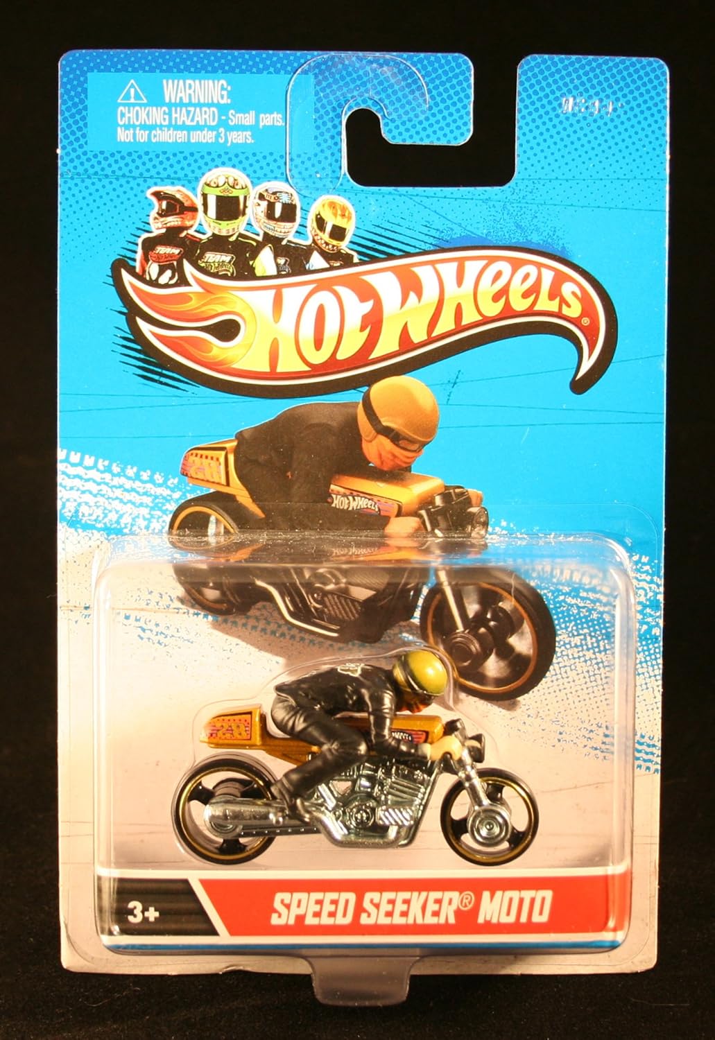 SPEED SEEKER MOTO (Gold & Chrome) MOTORCYCLE & RIDER Hot Wheels 1:64 Scale 2012 Die-Cast Vehicle