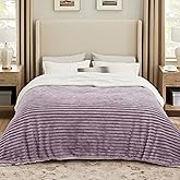Bedsure Sherpa Blanket Queen Size for Bed - Super Soft, Cozy Fleece Thick Warm Blanket for Winter, GentleSoft Home Room Decor, Purple, 90x90 Inches