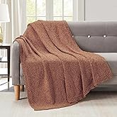 BOURINA Chenille Throw Blanket for Couch Sofa Chair Bed Home Decoration, Soft Warm Cozy Blanket for All Season(50" x 60", Coral)