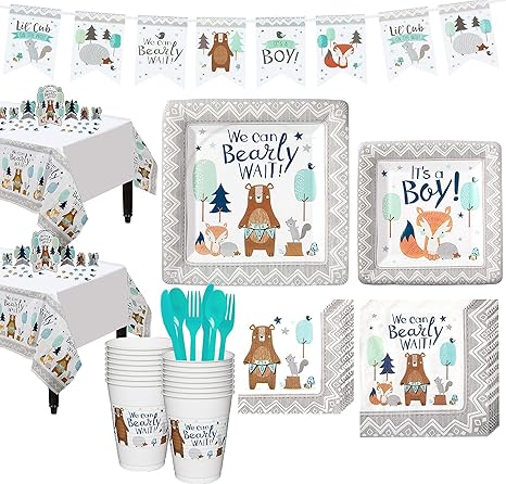 Amazon Com Party City Can Bearly Wait Baby Shower Kit For 16 Guests