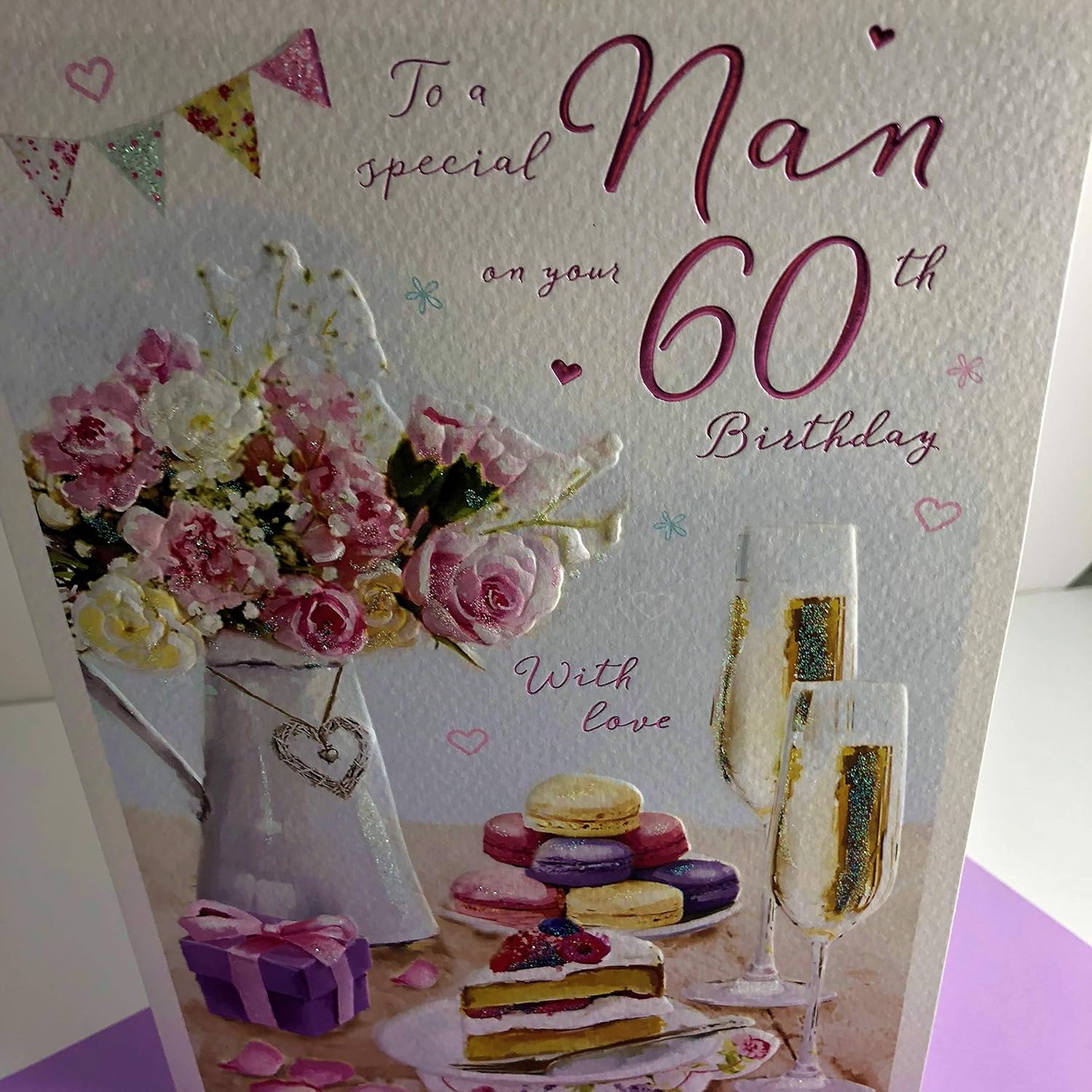 For A Special Nan on your 60th Birthday card, peach|red|grey|brown, 133 x 235 mm - Image 3