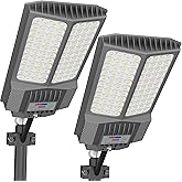 Solar Street Lights Outdoor,Solar Parking Lot Lights Commercial Street Light Dusk to Dawn,7000K LED Security Flood Light with Pole Motion Sensor and Remote Control for Street,Court,Yard