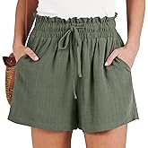 ANRABESS Linen Shorts for Women Summer Casual Wide Leg Loose High Waist Drawstring Dressy Shorts 2026 Beach Vacation Clothes
