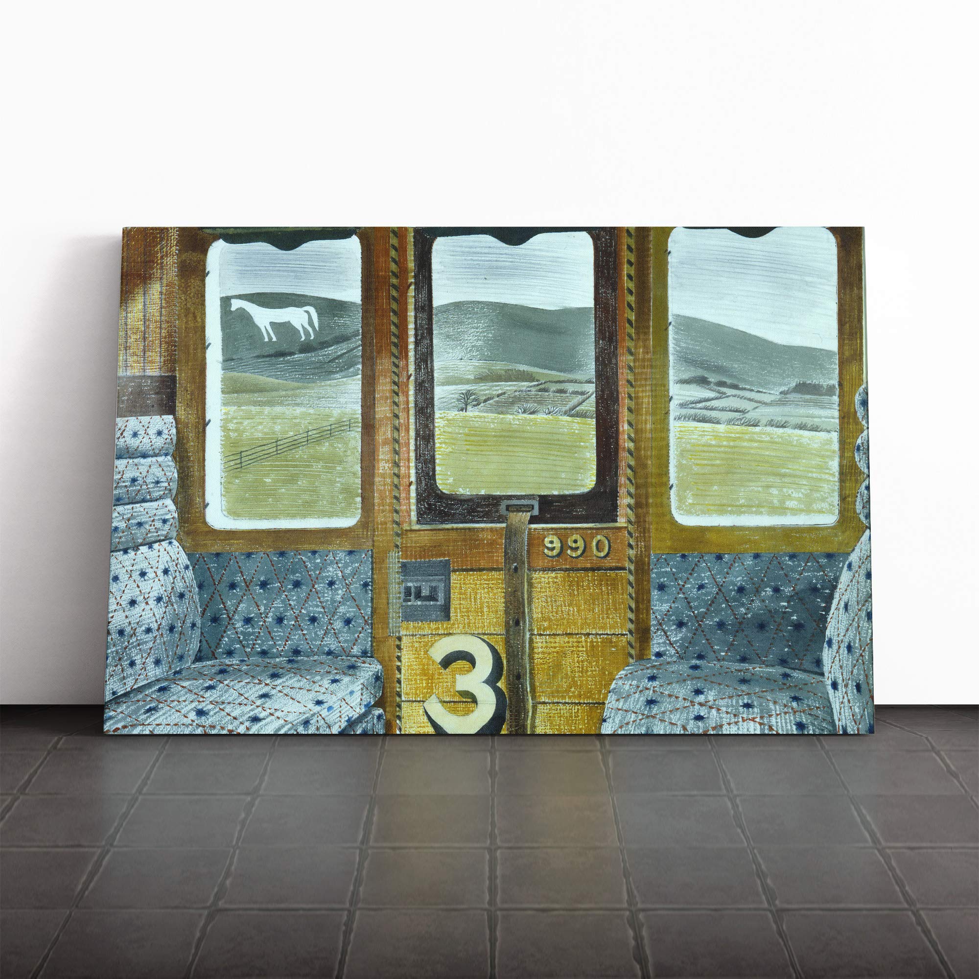 Eric Ravilious Train Landscape Canvas Print | Gallery Wrapped 30mm Frame Wall Art | 20x14 inches | Ready to Hang | Modern Landscape Picture | Living Room Bedroom Lounge Office