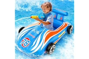 ZIZZ Pool Floats Kids Toys with Water Gun - Inflatable Ride-on Pool Toys for Kids Ages 4-8 Race Car Toddlers Pool Float Summe
