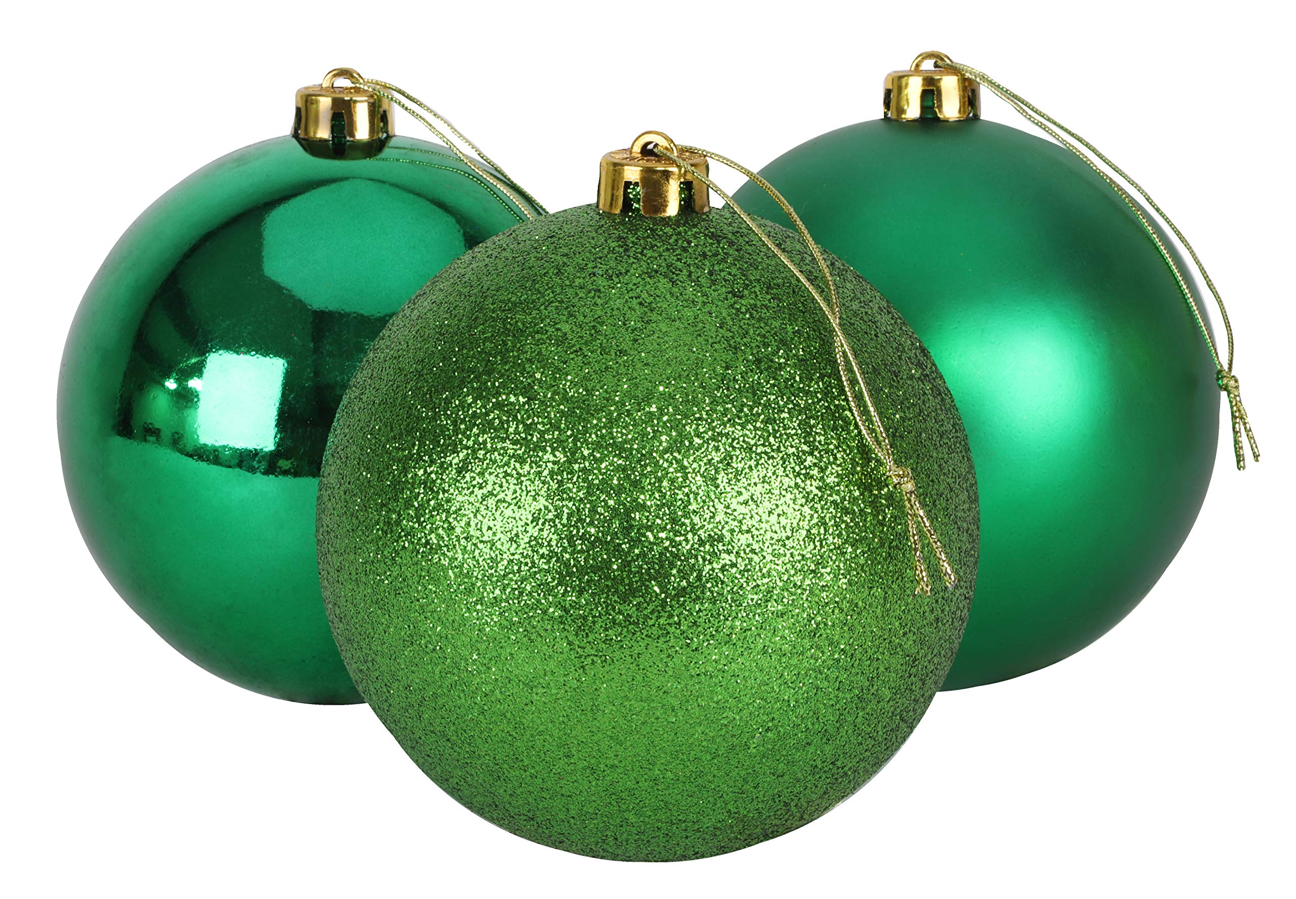 Christmas Concepts® 3-150mm (6") Extra Large Baubles - Shiny, Matte & Glitter Design - Christmas Decorations (Emerald Green)
