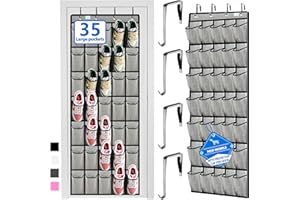 ZEBRICOLO over the door shoe organizer,2025 upgraded,shoe organizer,35 Huge pockets,over door shoe organizer,Store size 13 shoes,shoe organizer,Strong material,hooks Suitable for various doors,Grey/black