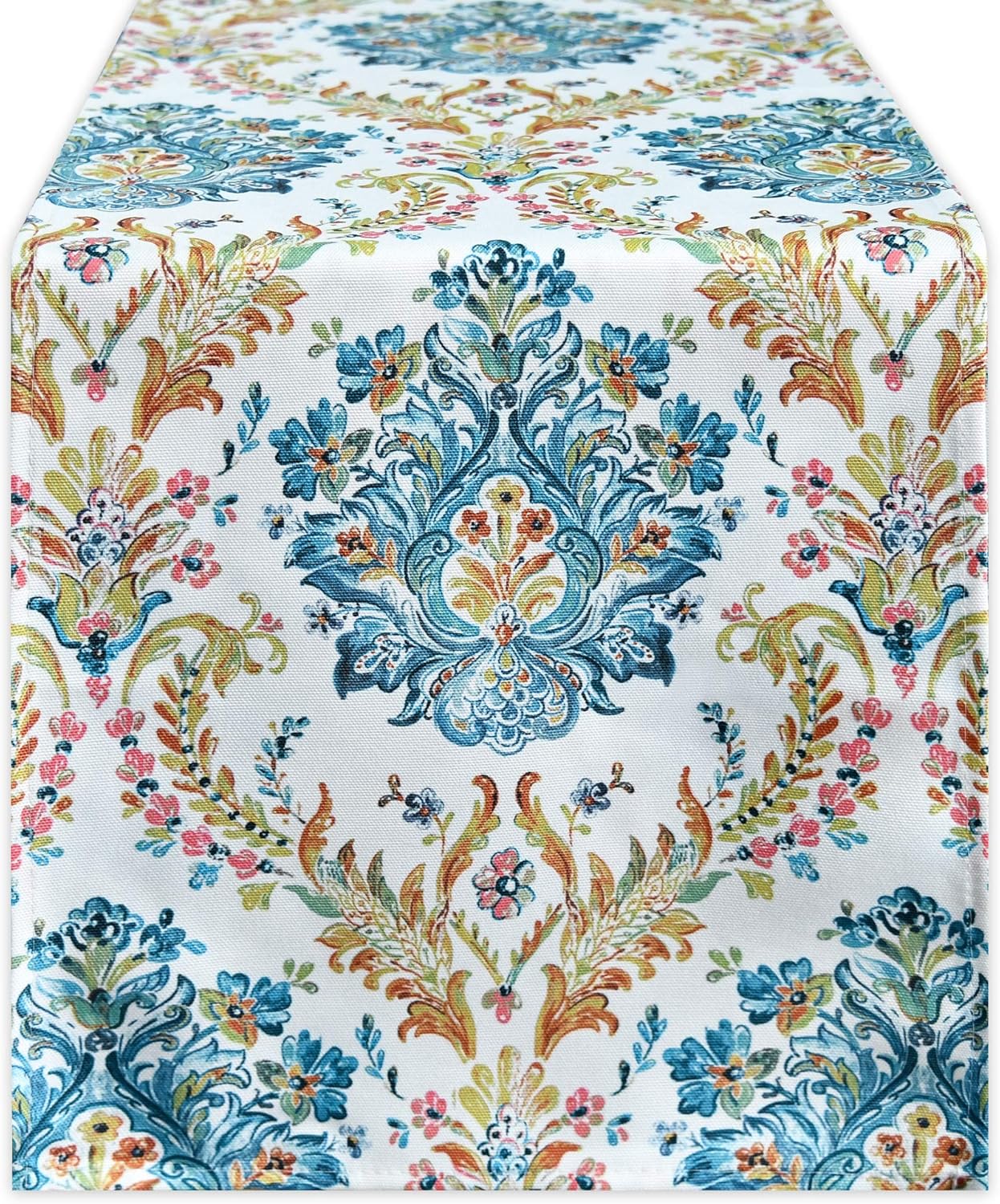 Elegant Floral Damask Pattern Linen Textured Table Runner - Waterproof Wrinkle Resistant Oil Proof Heavy Weight Table Runner for Catering Events, Dinner Parties,14 x 72 Inch,Yellow and Green: Home & Kitchen