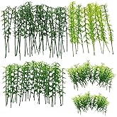 120 PCS Model Bamboo Trees, Woohome 5 Size Green Plastic Bamboo Trees for Home Decoration, Miniature Landscape, Landform Diorama Project (2.4 inch – 5.9inch)
