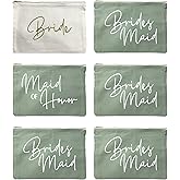LADY&HOME Bridesmaid Makeup Bag Bride Vibe Team Bride Makeup Bag Wedding Party Cosmetic Bag Bridesmaid Proposal Gifts for Bridal Shower,Wedding,Bachelorette