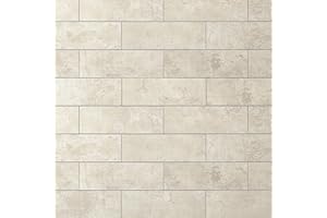 VAOVI Marble Look Beveled Subway Tile Peel and Stick Backsplash Matte for Kitchen Bathroom Fireplace Wall 4"x12"(Beige 27pcs)
