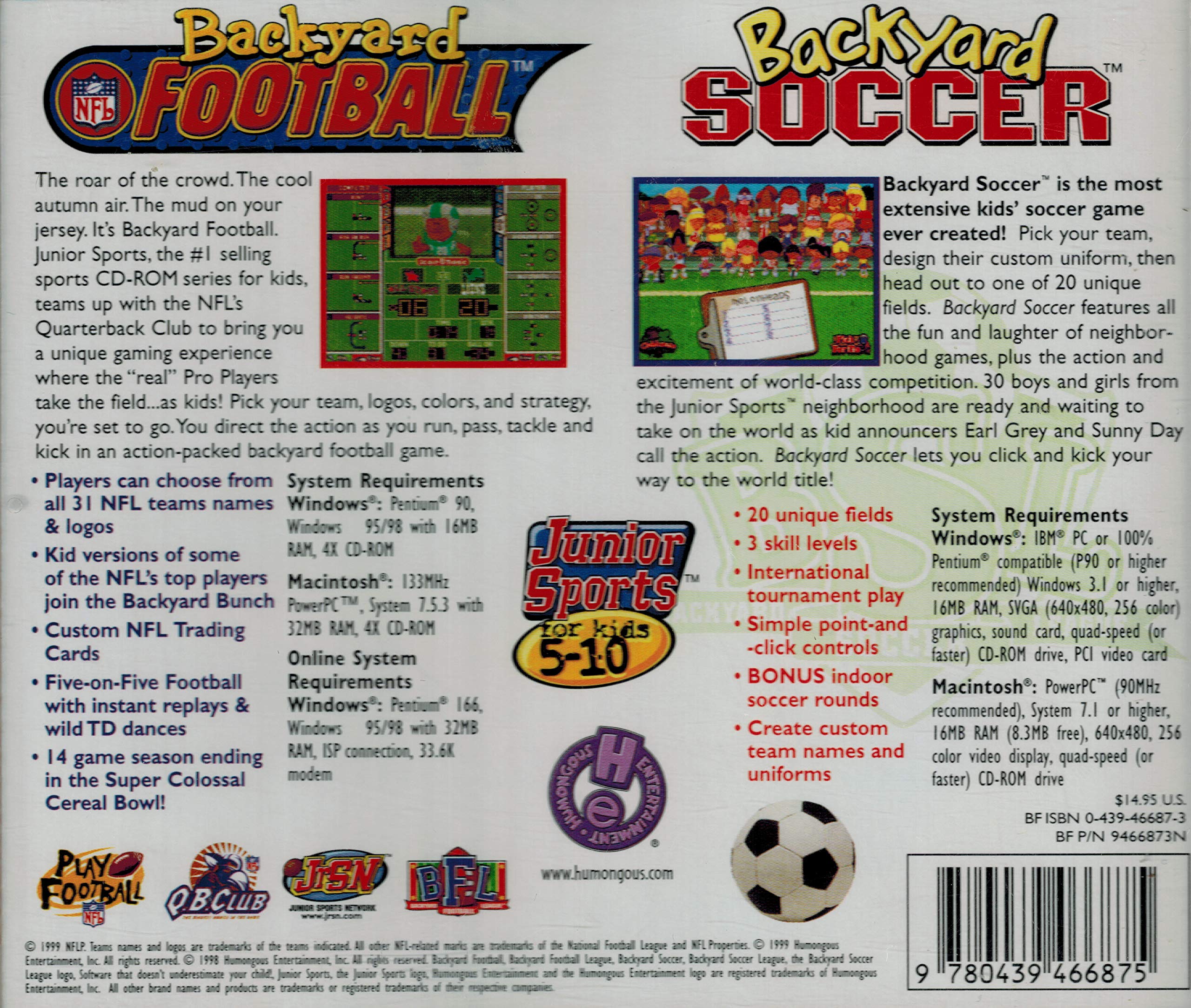 Amazon Com Nfl Backyard Football Backyard Soccer Video Games