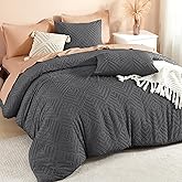 Litanika Dark Grey King Size Comforter Set, 3 Pieces Tufted Boho Farmhouse Bedding Comforter Sets, Lightweight Fluffy Comforter Bed Set for All Season (104x90In Comforter and 2 Pillowcases)