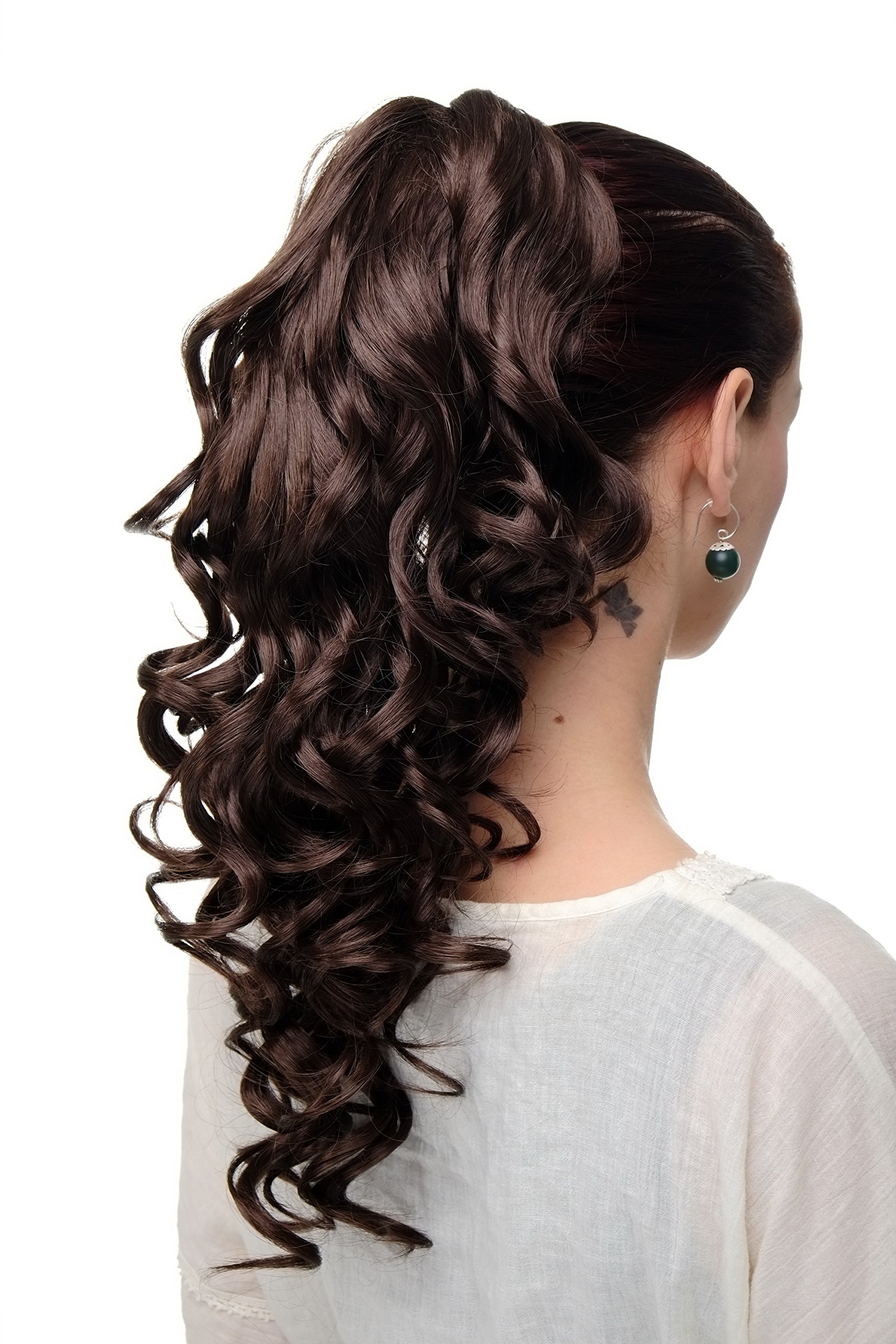 WIG ME UP SA09-6 Hairpiece ponytail extension very long BEAUTIFUL wavy slightly curly curls chocolate brown 20inch